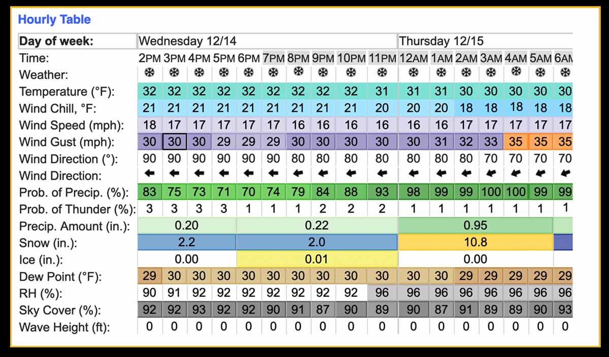 Guide to pinpoint forecasts